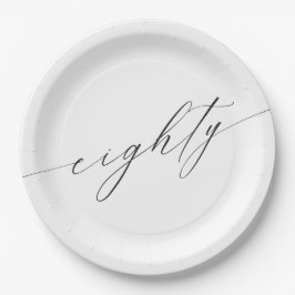 Plato De Papel Elegante guión moderno de Moda 80 cumpleaños