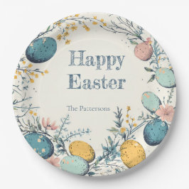 Plato De Papel Elegante Huevo Floral Pascua