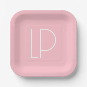 Plato De Papel Elegante inicial moderna minimalista en rosa paste