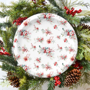 Plato De Papel Elegante invierno moderno Floral Bridal Shower