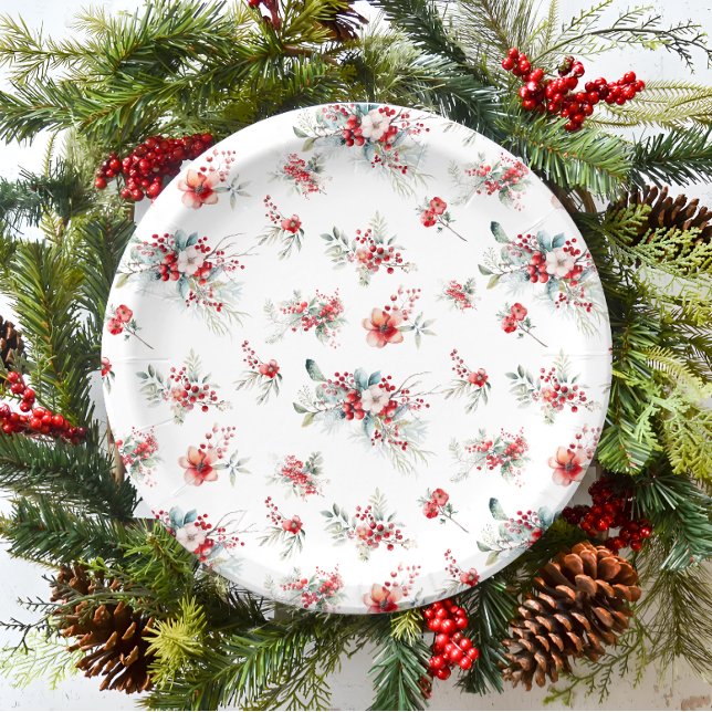 Plato De Papel Elegante invierno moderno Floral Bridal Shower (Subido por el creador)