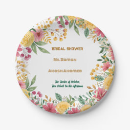 Plato De Papel Elegante Invitación de Regadera Nupcial de Nombre 