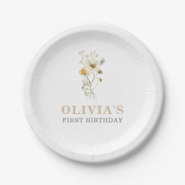 Plato De Papel Elegante jardín boho de flor silvestre Cumpleaños 