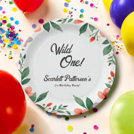 Plato De Papel Elegante jardín floral rústico Verano 1º cumpleaño