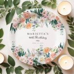 Plato De Papel Elegante Jardín Floral Vegetación 90 cumpleaños<br><div class="desc">Celebre un cumpleaños histórico con estilo con nuestras elegantes placas de papel de fiesta de cumpleaños 90. Diseñados para darle un toque de sofisticación y encanto a su ocasión especial,  estos platos son perfectos para servir deliciosos platos de fiesta mientras realzan su decoración.</div>