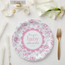Elegante jardín rosa baby shower con chinoiserie