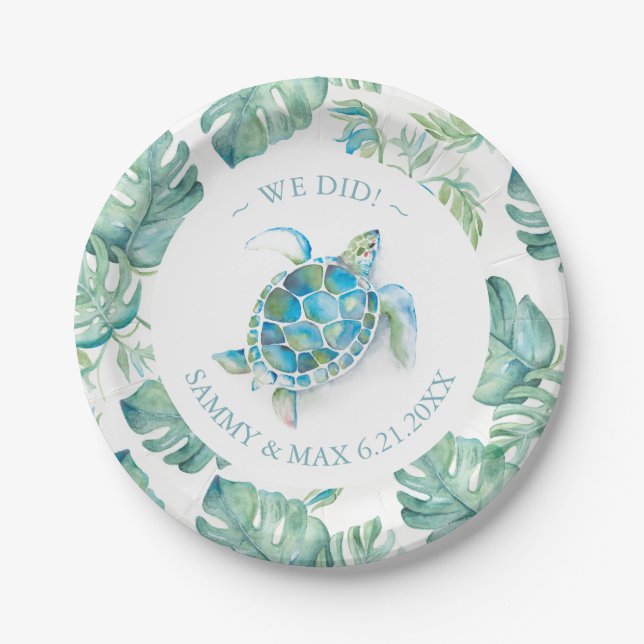 Plato De Papel Elegante juego de papel de boda personalizado (Anverso)