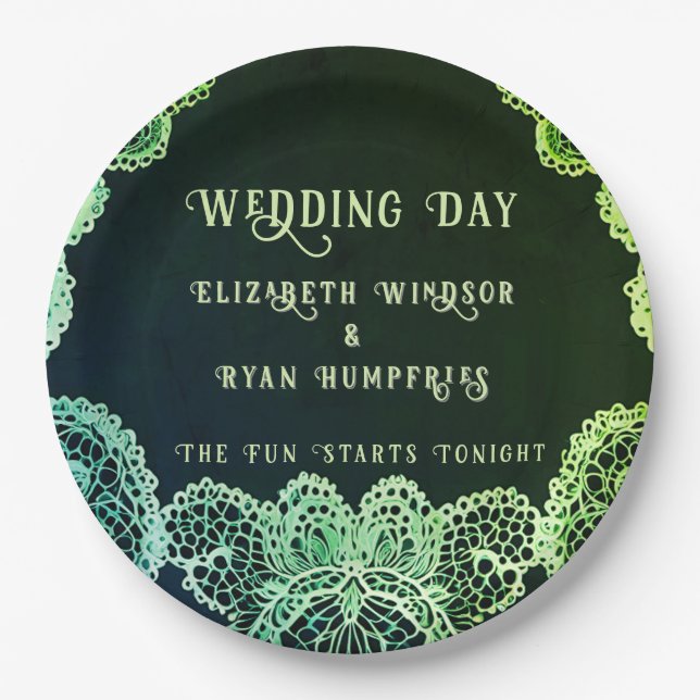 Plato De Papel Elegante Lace" Boda Invitación Colección (Anverso)