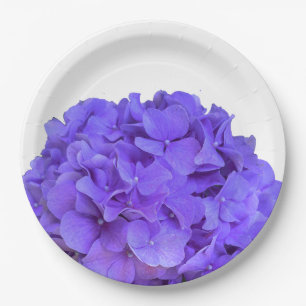 Plato De Papel Elegante Lavanda morado Hydrangeas Flores violetas