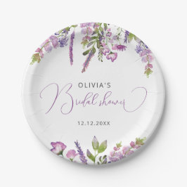Plato De Papel Elegante lavanda rústica moderna ducha de novia