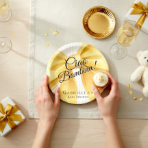 Elegante lazo amarillo 'Ciao Bambina!' Baby Shower