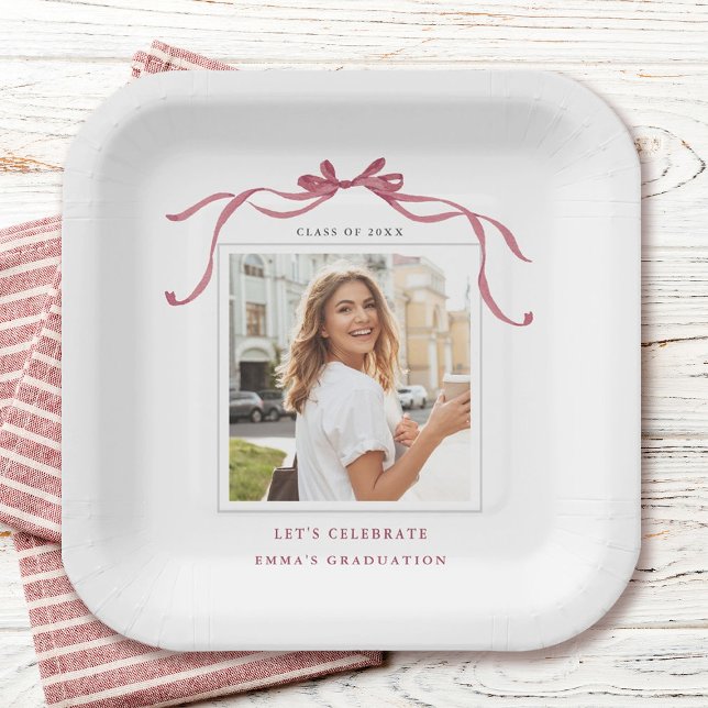 Plato De Papel Elegante lazo de cinta rosa profundo para foto de  (Subido por el creador)