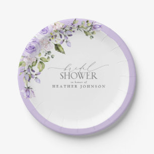 Plato De Papel Elegante Lilac Lavender Floral Bridal Ducha
