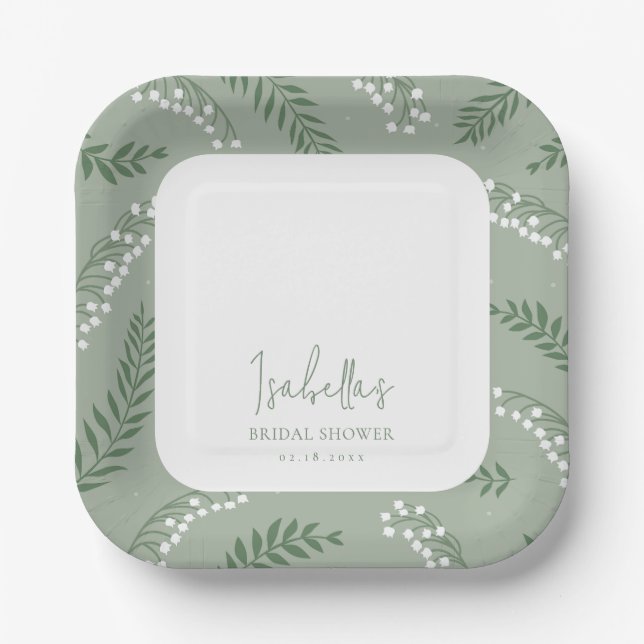 Plato De Papel Elegante Lily de la Ducha Bridal de los Jardines d (Anverso)