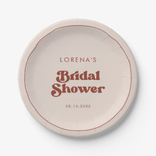 Plato De Papel Elegante lluvia de boda retro rosa melocotón