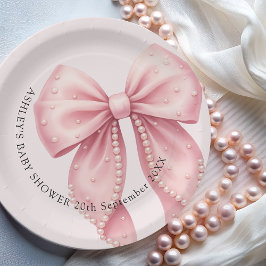Plato De Papel Elegante Lluvia de Perlas Rosadas para la Fiesta d