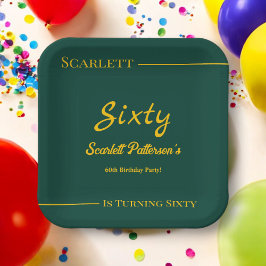 Plato De Papel Elegante Lujo Verde Y Dorado Aniversario Moderno