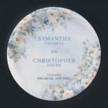 Plato De Papel Elegante luz azul y blanco Flores eucalipto<br><div class="desc">Aumenta la decoración boda con estos elegantes platos de papel de eucalipto azules y blancos de las flores de color agua. Ideal para añadir un toque de sofisticación moda a su día especial. Ideal para tomar aperitivos, postres o incluso como acentos decorativos. ¡Haz que tu boda sea inolvidable con estos...</div>