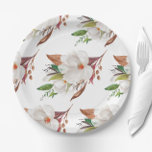 Plato De Papel Elegante Magnolia Floral Bridal Shower<br><div class="desc">Elegante Magnolia Floral Bridal Ducha Placas de papel</div>