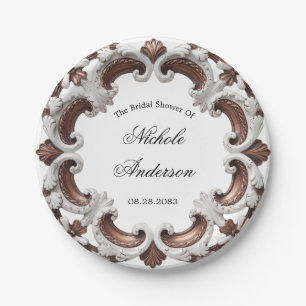Plato De Papel Elegante marco barroco Boda ducha de novia