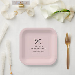 Plato De Papel Elegante Minimal Bow Baby Shower Cocktail Napkins