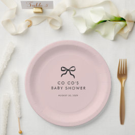 Plato De Papel Elegante Minimal Bow Baby Shower Cocktail Napkins