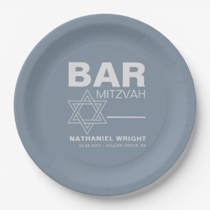 Plato De Papel Elegante minimalista Bar Formal Azul Mitzvah