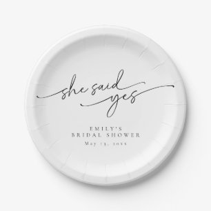Plato De Papel Elegante, Minimalista ducha de novias de Personali