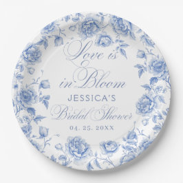 Plato De Papel Elegante Moda Blue Toile Chinoiserie Bridal Shower
