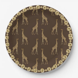 Plato De Papel Elegante Moda Giraffe Elegante Diamante de imitaci