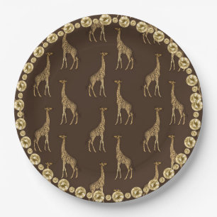 Plato De Papel Elegante Moda Giraffe Elegante Diamante de imitaci