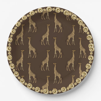 Plato De Papel Elegante Moda Giraffe Elegante Diamante de imitaci