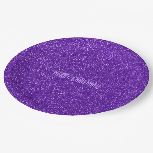 Plato De Papel Elegante Moda Purpurina morado Fiesta navideño (Angular)