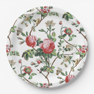 Plato De Papel Elegante Moda Vintage Rosa Floral