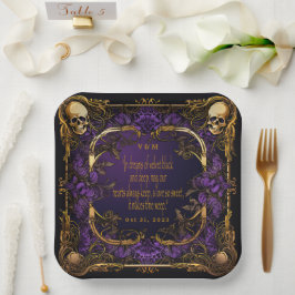 Plato De Papel Elegante Monogramado Amor Spell Boda Gótico