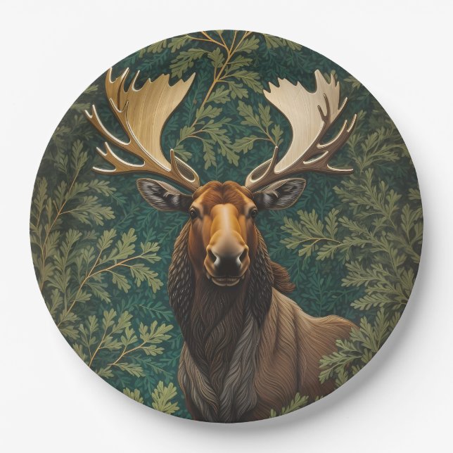 Plato De Papel Elegante Moose William Morris inspirado (Anverso)
