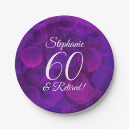 Plato De Papel Elegante morado 60 y Fiesta jubilado