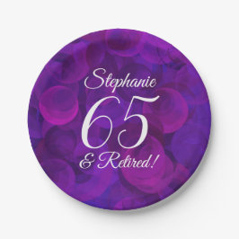 Plato De Papel Elegante morado 65 y Fiesta jubilado