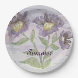 Plato De Papel Elegante Morado Floral