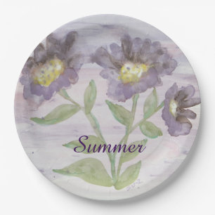 Plato De Papel Elegante Morado Floral