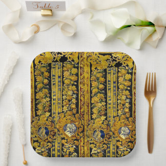 Plato De Papel Elegante negro y oro
