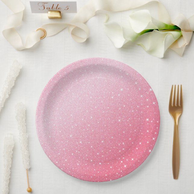 Plato De Papel Elegante neón rosa retro negro dulce 16 cumpleaños (Boda)