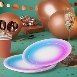 Plato De Papel Elegante neón rosa retro negro dulce 16 cumpleaños