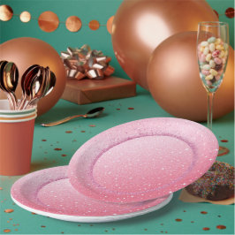 Plato De Papel Elegante neón rosa retro negro dulce 16 cumpleaños