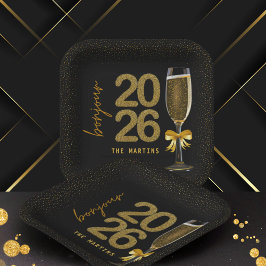 Plato De Papel Elegante Nochevieja de Champán