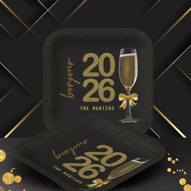 Plato De Papel Elegante Nochevieja de Champán (Subido por el creador)