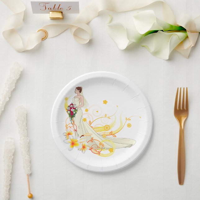 Plato De Papel Elegante Novia Floral Romántica Diseño Boda (Subido por el creador)