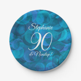 Plato De Papel Elegante Ocean Blue 90 y fiesta ininterrumpida de 