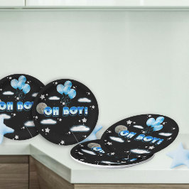 Plato De Papel Elegante Oh Boy Blue Balloons Galaxy Baby Shower
