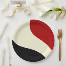 Elegante ola mínima en rojo, negro y crema